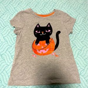Cat and Jack Grey Cat in Pumpkin Halloween Shirt